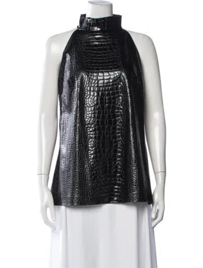 Pre-owned Chiara Boni Animal Print Halterneck Top W/ Tags In Black