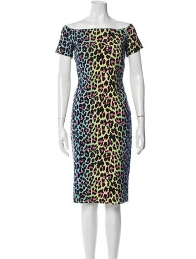 Pre-owned Chiara Boni Animal Print Knee-length Dress In Black