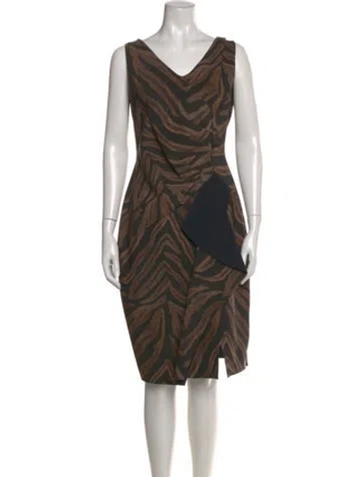 Pre-owned Chiara Boni Animal Print Knee-length Dress In Brown