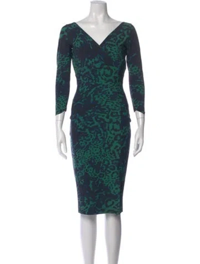 Pre-owned Chiara Boni Animal Print Knee-length Dress In Green