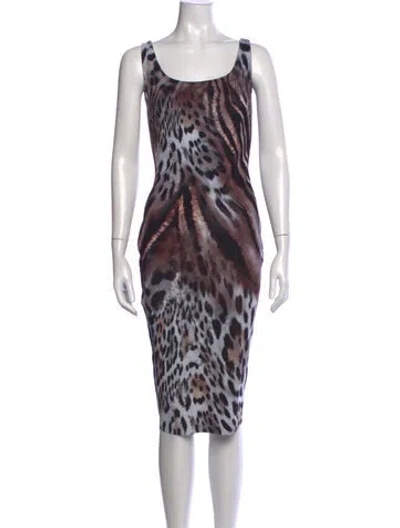 Pre-owned Chiara Boni Animal Print Knee-length Dress In Neutrals