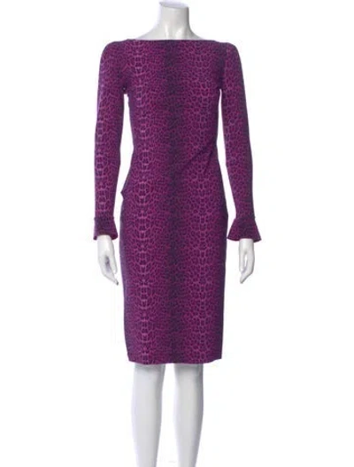 Pre-owned Chiara Boni Animal Print Knee-length Dress W/ Tags In Purple