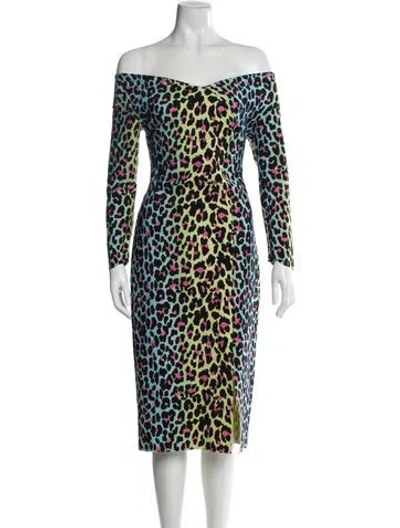 Pre-owned Chiara Boni Animal Print Midi Length Dress In Black