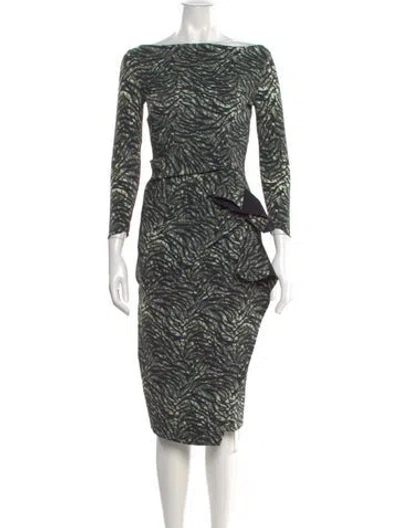 Pre-owned Chiara Boni Animal Print Midi Length Dress In Green