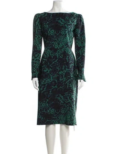 Pre-owned Chiara Boni Animal Print Midi Length Dress In Green