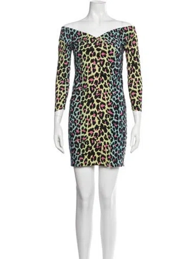 Pre-owned Chiara Boni Animal Print Mini Dress In Black