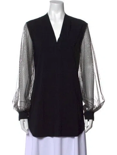 Pre-owned Chiara Boni Animal Print V-neck Top In Black
