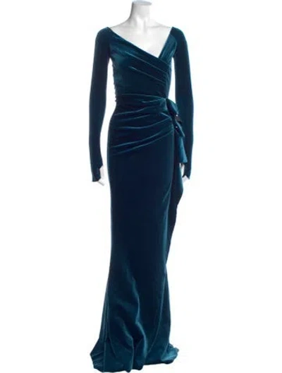 Pre-owned Chiara Boni Asymmetrical Long Dress In Blue