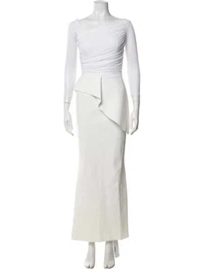 Pre-owned Chiara Boni Asymmetrical Long Dress In Neutrals