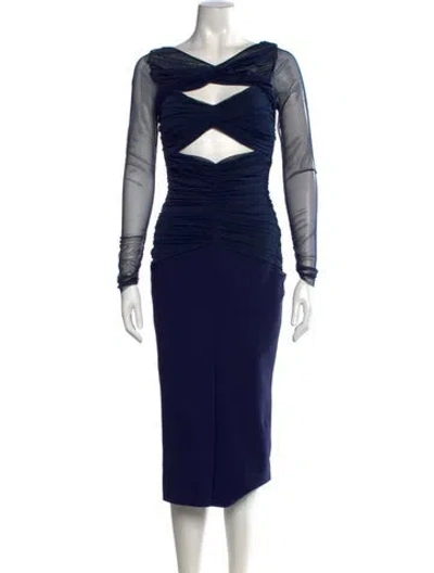 Pre-owned Chiara Boni Asymmetrical Midi Length Dress In Blue
