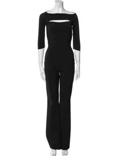 Pre-owned Chiara Boni Bateau Neckline Jumpsuit W/ Tags In Black