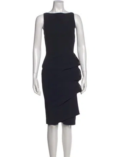 Pre-owned Chiara Boni Bateau Neckline Knee-length Dress In Black