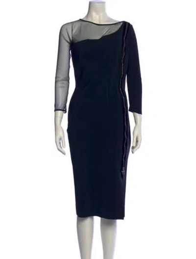 Pre-owned Chiara Boni Bateau Neckline Knee-length Dress In Black