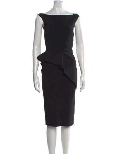 Pre-owned Chiara Boni Bateau Neckline Knee-length Dress In Black