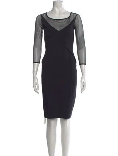 Pre-owned Chiara Boni Bateau Neckline Knee-length Dress In Black