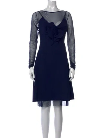 Pre-owned Chiara Boni Bateau Neckline Knee-length Dress In Black