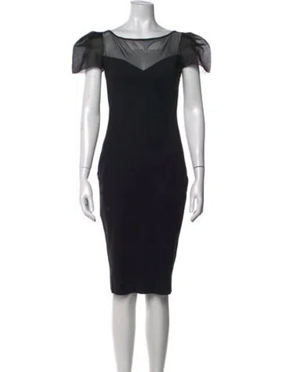 Pre-owned Chiara Boni Bateau Neckline Knee-length Dress In Black