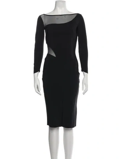 Pre-owned Chiara Boni Bateau Neckline Knee-length Dress In Black