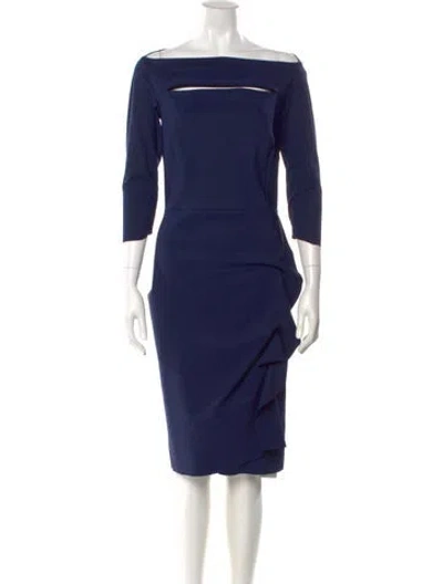 Pre-owned Chiara Boni Bateau Neckline Knee-length Dress In Blue