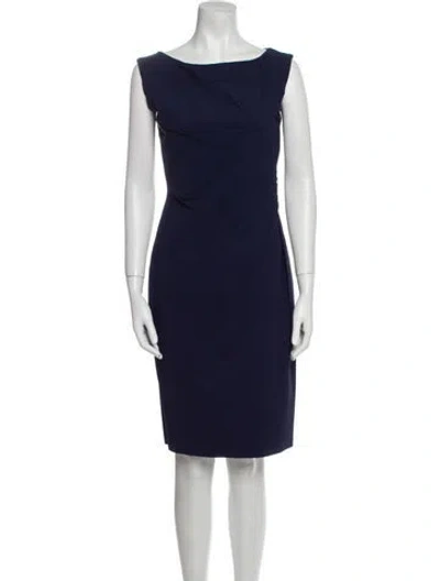 Pre-owned Chiara Boni Bateau Neckline Knee-length Dress In Blue