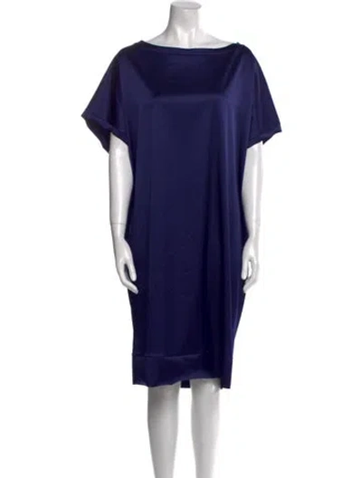Pre-owned Chiara Boni Bateau Neckline Knee-length Dress In Blue