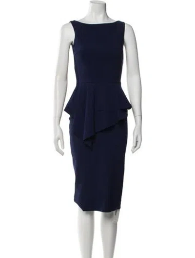 Pre-owned Chiara Boni Bateau Neckline Knee-length Dress In Blue