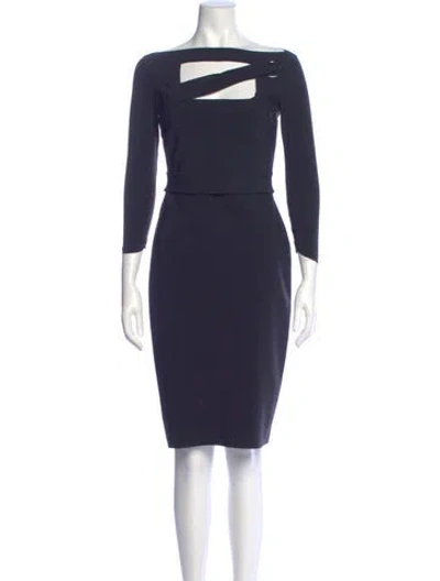 Pre-owned Chiara Boni Bateau Neckline Knee-length Dress In Blue