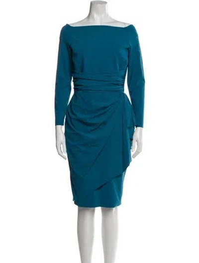 Pre-owned Chiara Boni Bateau Neckline Knee-length Dress In Blue