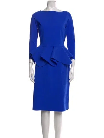 Pre-owned Chiara Boni Bateau Neckline Knee-length Dress In Blue