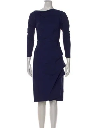 Pre-owned Chiara Boni Bateau Neckline Knee-length Dress In Blue