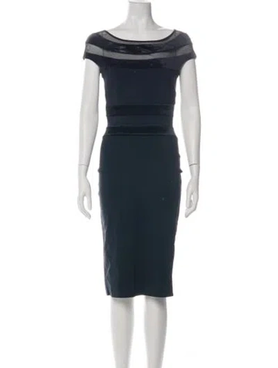 Pre-owned Chiara Boni Bateau Neckline Knee-length Dress In Blue