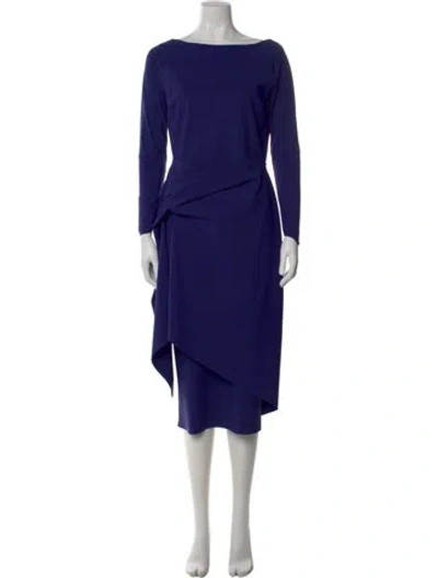 Pre-owned Chiara Boni Bateau Neckline Knee-length Dress In Blue