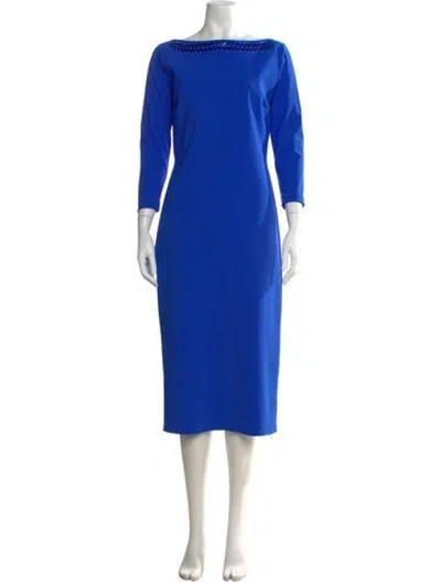 Pre-owned Chiara Boni Bateau Neckline Knee-length Dress In Blue