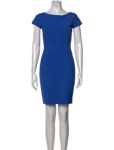 Pre-owned Chiara Boni Bateau Neckline Knee-length Dress In Blue