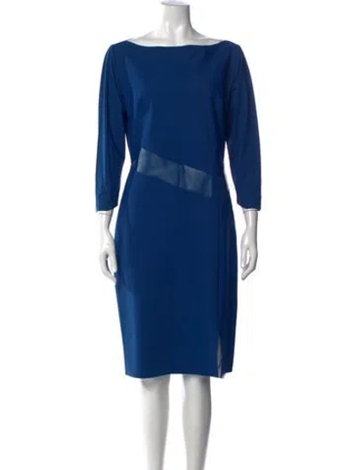 Pre-owned Chiara Boni Bateau Neckline Knee-length Dress In Blue