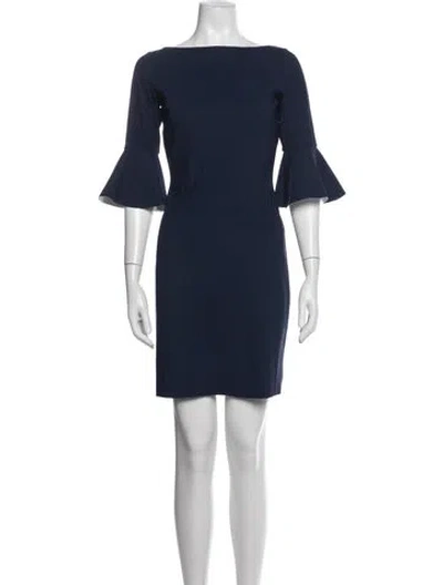 Pre-owned Chiara Boni Bateau Neckline Knee-length Dress In Blue