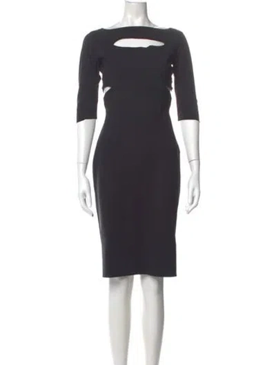 Pre-owned Chiara Boni Bateau Neckline Knee-length Dress In Gray