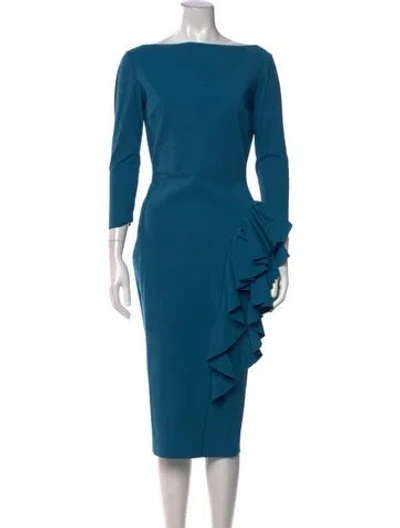 Pre-owned Chiara Boni Bateau Neckline Knee-length Dress In Green