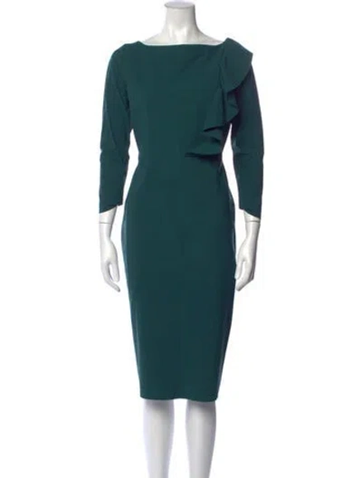 Pre-owned Chiara Boni Bateau Neckline Knee-length Dress In Green