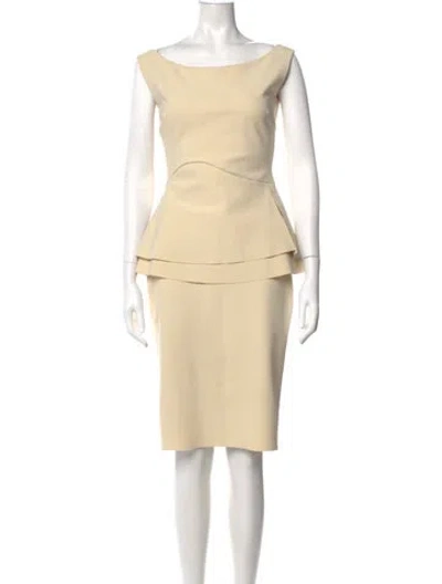 Pre-owned Chiara Boni Bateau Neckline Knee-length Dress In Neutral