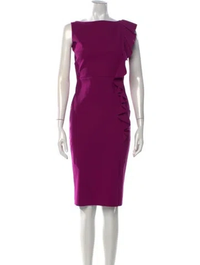 Pre-owned Chiara Boni Bateau Neckline Knee-length Dress In Purple