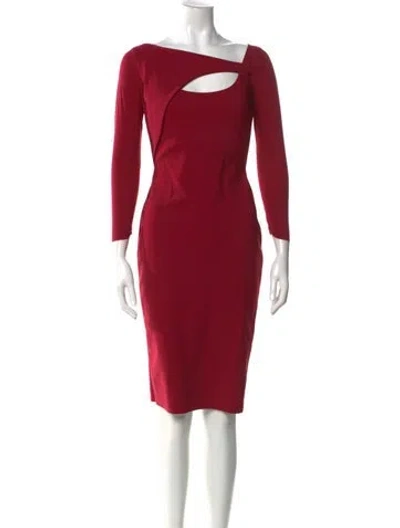 Pre-owned Chiara Boni Bateau Neckline Knee-length Dress In Red