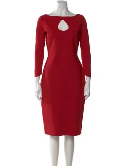 Pre-owned Chiara Boni Bateau Neckline Knee-length Dress In Red