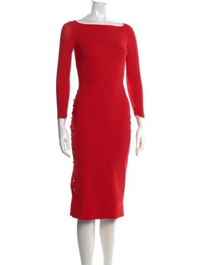 Pre-owned Chiara Boni Bateau Neckline Knee-length Dress In Red