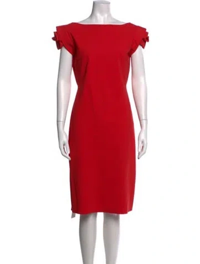 Pre-owned Chiara Boni Bateau Neckline Knee-length Dress W/ Tags In Red
