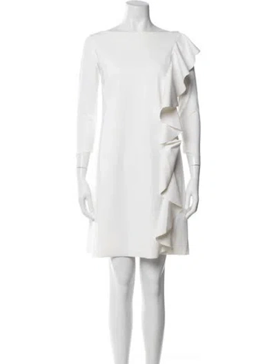 Pre-owned Chiara Boni Bateau Neckline Knee-length Dress In White