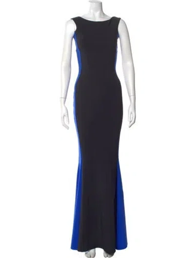 Pre-owned Chiara Boni Bateau Neckline Long Dress In Black