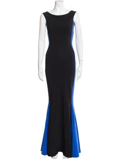 Pre-owned Chiara Boni Bateau Neckline Long Dress In Black