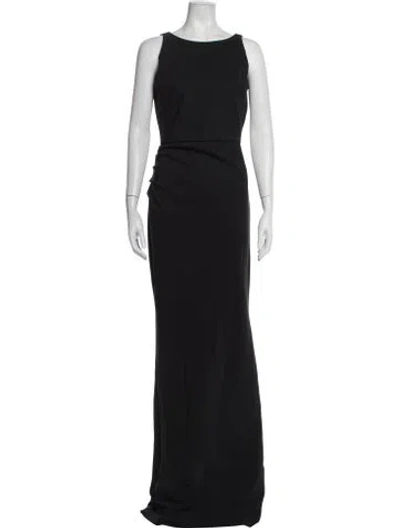 Pre-owned Chiara Boni Bateau Neckline Long Dress In Black