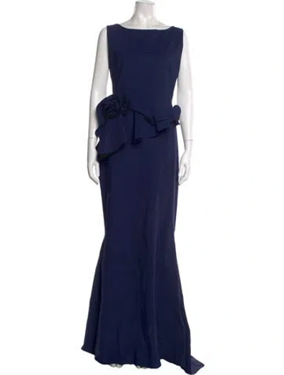 Pre-owned Chiara Boni Bateau Neckline Long Dress In Blue